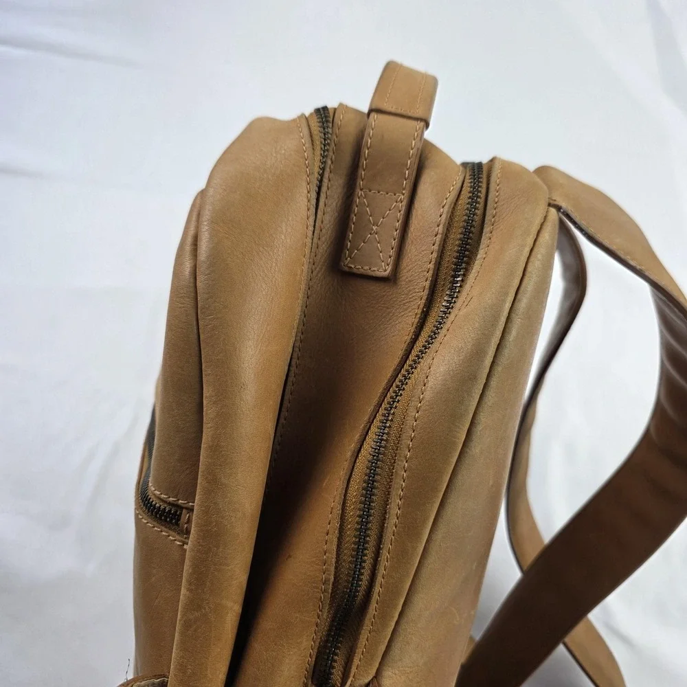 ABLE Backpack Brown 16 Inch Leather Women Laptop Bag Soft Case Travel Daypack